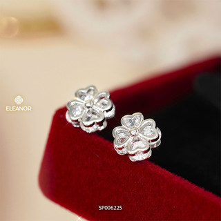 Bông tai nữ chuôi bạc 925 Eleanor Accessories hình cỏ 4 lá phụ kiện trang sức khuyên tai 6225