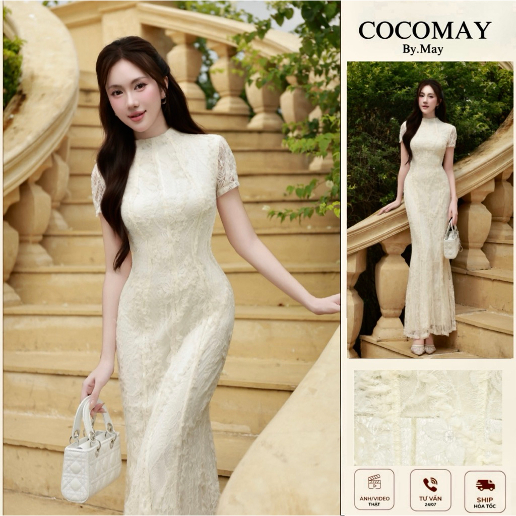 COCOMAY - Mộc Lan - Đầm hoạ tiết ren hoa thanh lịch Dáng A | Shopee ...