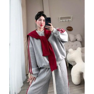 [BST Mùa Đông] Tổng Hợp Bộ Nỉ Nữ Form Rộng - Set Sweater Kèm Quần Suông - Mickey/Kẻ Sọc/Cổ Khăn Hot Trend 2025