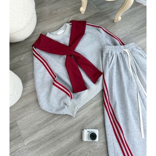 [BST Mùa Đông] Tổng Hợp Bộ Nỉ Nữ Form Rộng - Set Sweater Kèm Quần Suông - Mickey/Kẻ Sọc/Cổ Khăn Hot Trend 2025