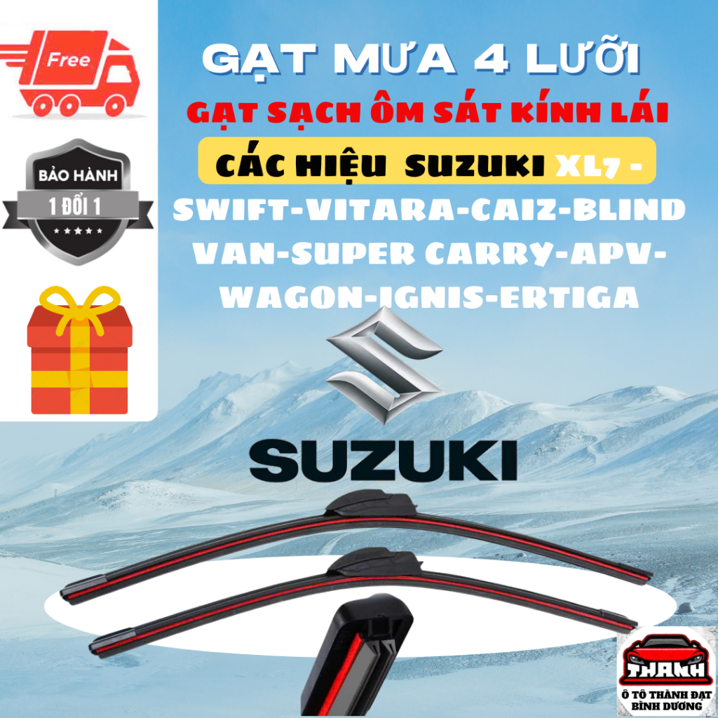 Gạt Mưa Ô Tô Các Dòng Xe SUZUKI : VITARA, WAGON, BLIND VAN, CAIZ, XL7, SUPER CARRY, CELERIO,APV . 4l