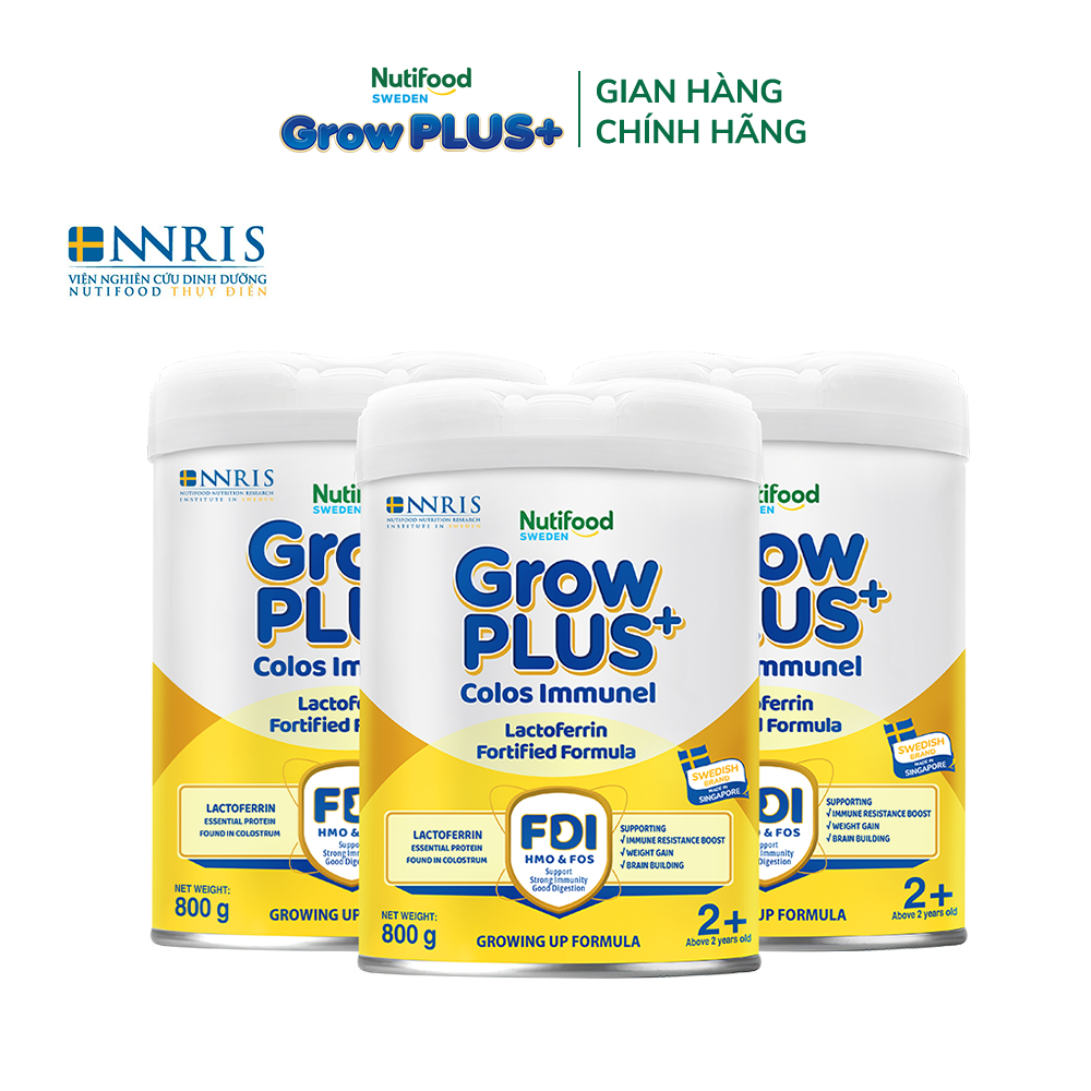 Combo 3 Sữa Bột Nutifood Sweden GrowPLUS+ Sữa Non Immunel trên 2 tuổi lon 800 g (Bao bì tuỳ lô hàng)
