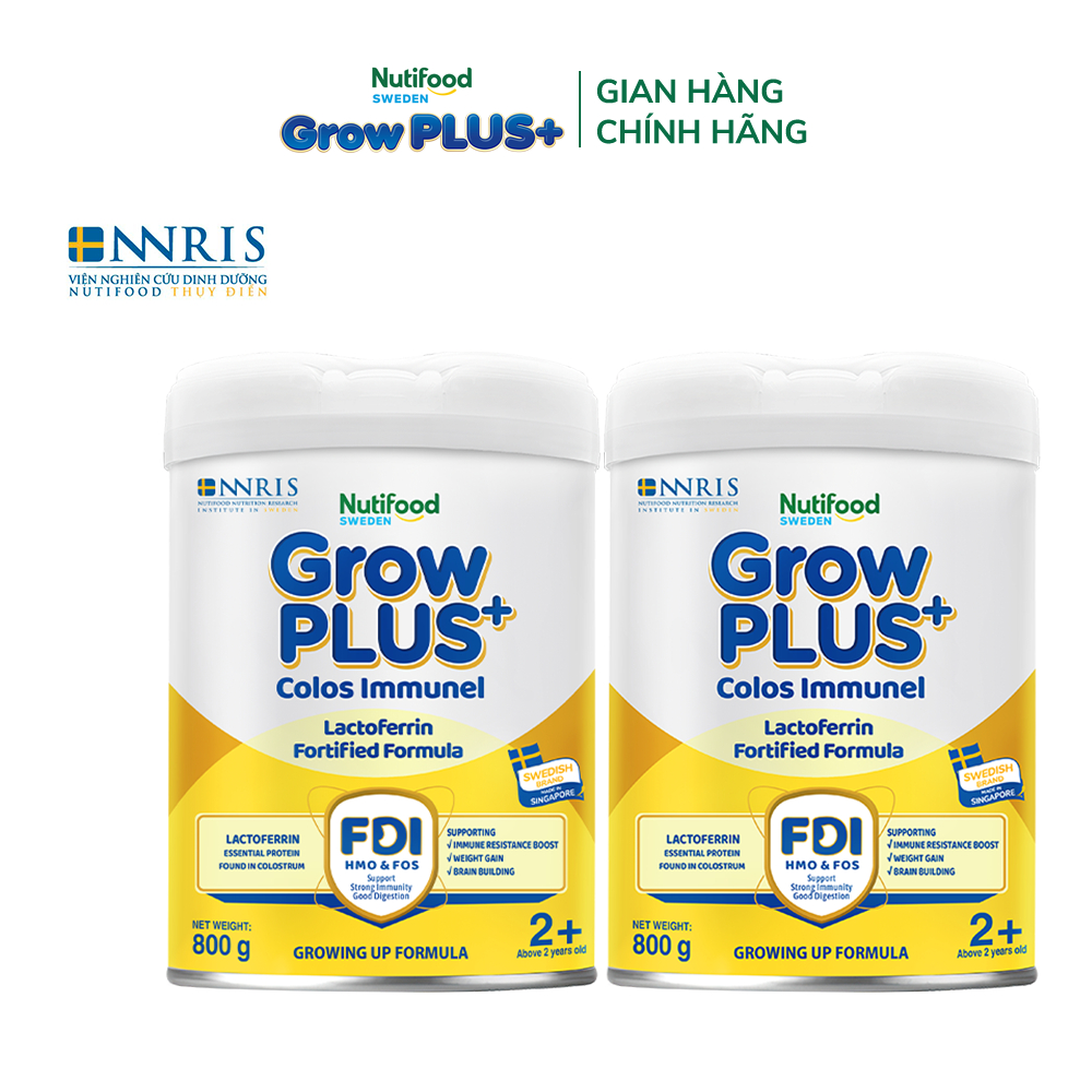 Combo 2 Sữa Bột Nutifood Sweden GrowPLUS+ Sữa Non Immunel trên 2 tuổi lon 800 g (Bao bì tuỳ lô hàng)