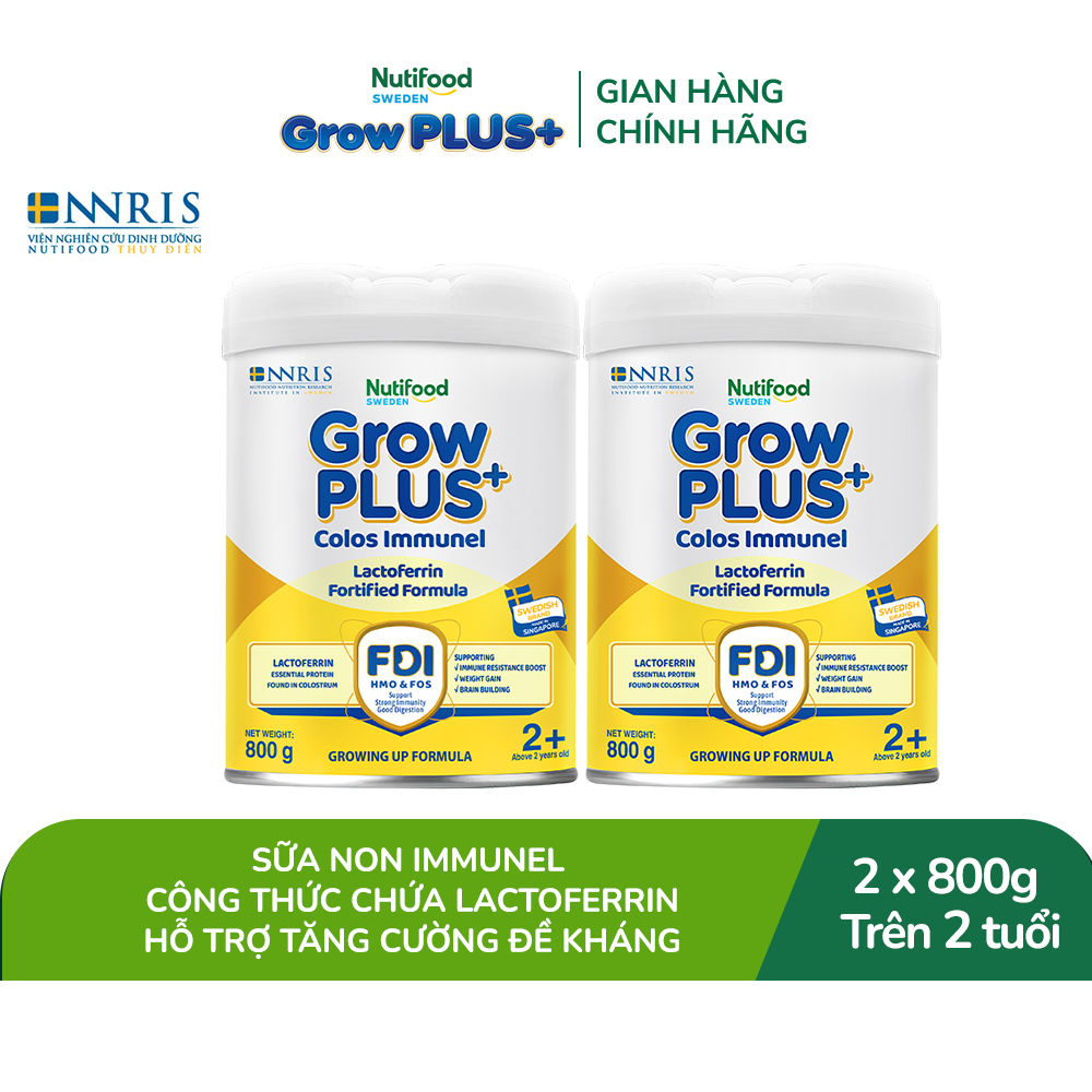 Combo 2 Sữa Bột Nutifood Sweden GrowPLUS+ Sữa Non Immunel trên 2 tuổi lon 800 g (Bao bì tuỳ lô hàng)