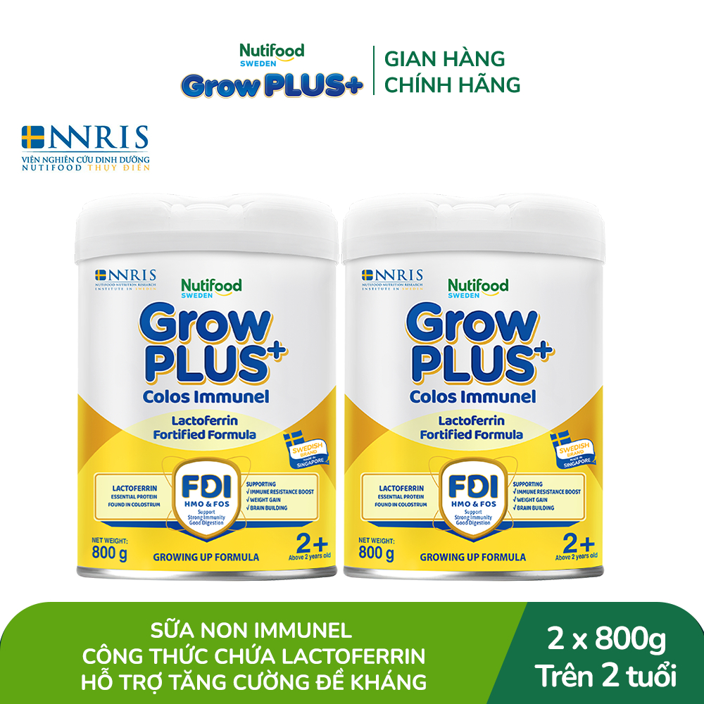 Combo 2 Sữa Bột Nutifood Sweden GrowPLUS+ Sữa Non Immunel trên 2 tuổi lon 800 g (Bao bì tuỳ lô hàng)