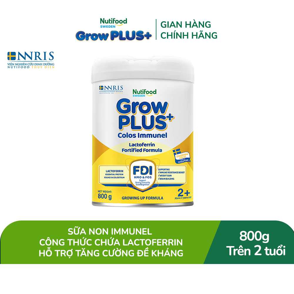 Sữa Bột Nutifood Sweden GrowPLUS+ Sữa Non Immunel trên 2 tuổi lon 800 g (Bao bì tuỳ lô hàng)