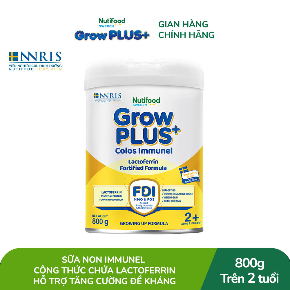 Sữa Bột Nutifood Sweden GrowPLUS+ Sữa Non Immunel trên 2 tuổi lon 800 g (Bao bì tuỳ lô hàng)