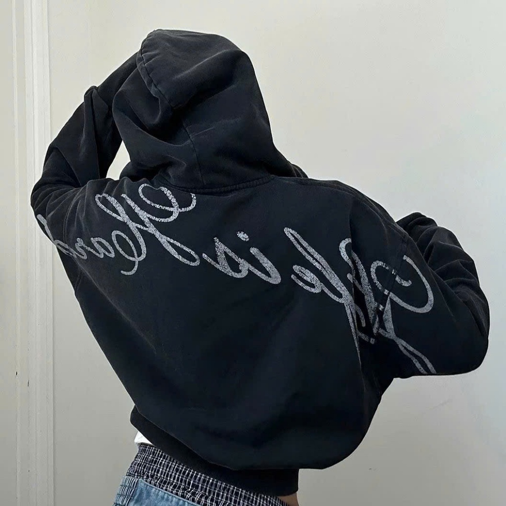 (sẵn)Áo nỉ hoodie zip dáng boxy màu đen bụi phong cách cá tính năng động AKN003 - Tiktik
