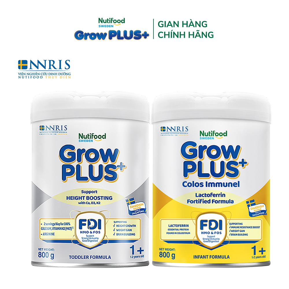 Combo SB NTF Sweden GrowPLUS+ Cao lớn vượt trội (Bạc) & Sữa Non Immunel trên 1 tuổi (2 lon x 800 g) (Bao bì tuỳ lô hàng)