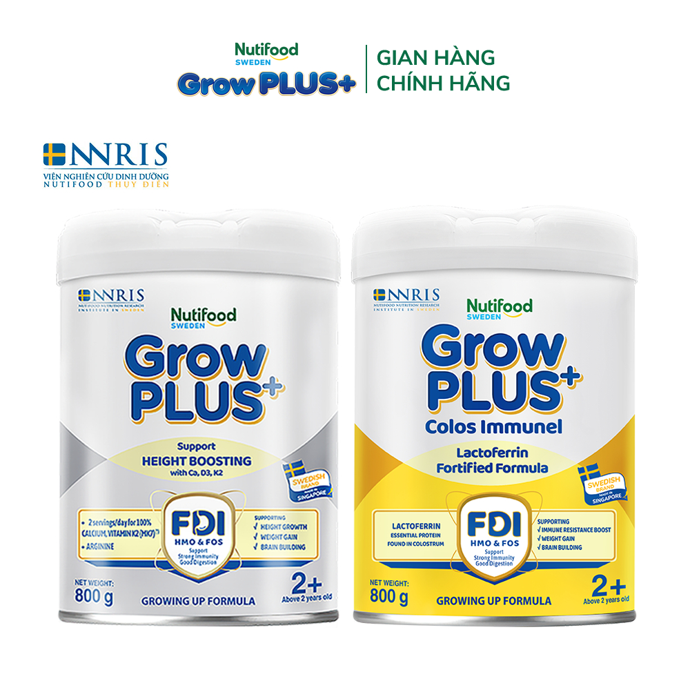 Combo SB NTF Sweden GrowPLUS+ Cao lớn vượt trội (Bạc) & Sữa Non Immunel trên 2 tuổi (2 lon x 800 g) (Bao bì tuỳ lô hàng)