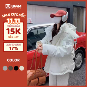Áo Phao Mùa Đông Unisex WAM,Áo Dáng Rộng Hình Trái Tim ở Tay