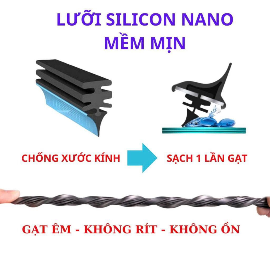 Gạt Mưa Ô Tô DAEWOO LEGANZA , LACETI, GENTRA, LANOS, MATIZ Loại Silicon Nano Lưỡi Gạt Sạch Êm