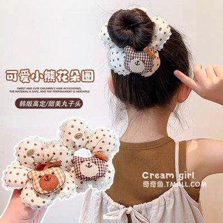 Cột tóc hoa phồng nơ caro gấu chấm bi cho bé