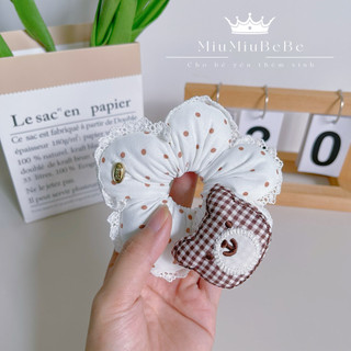 Cột tóc hoa phồng nơ caro gấu chấm bi cho bé