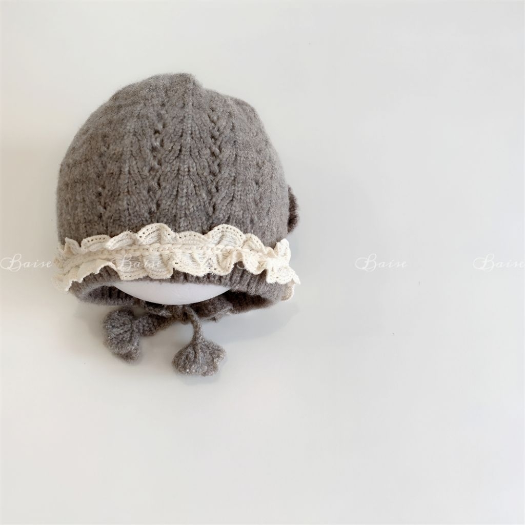 Mũ len bé gái cổ điển viền ren BAISE – Mũ len mùa đông dễ thương, giữ ấm có lót cotton mềm
