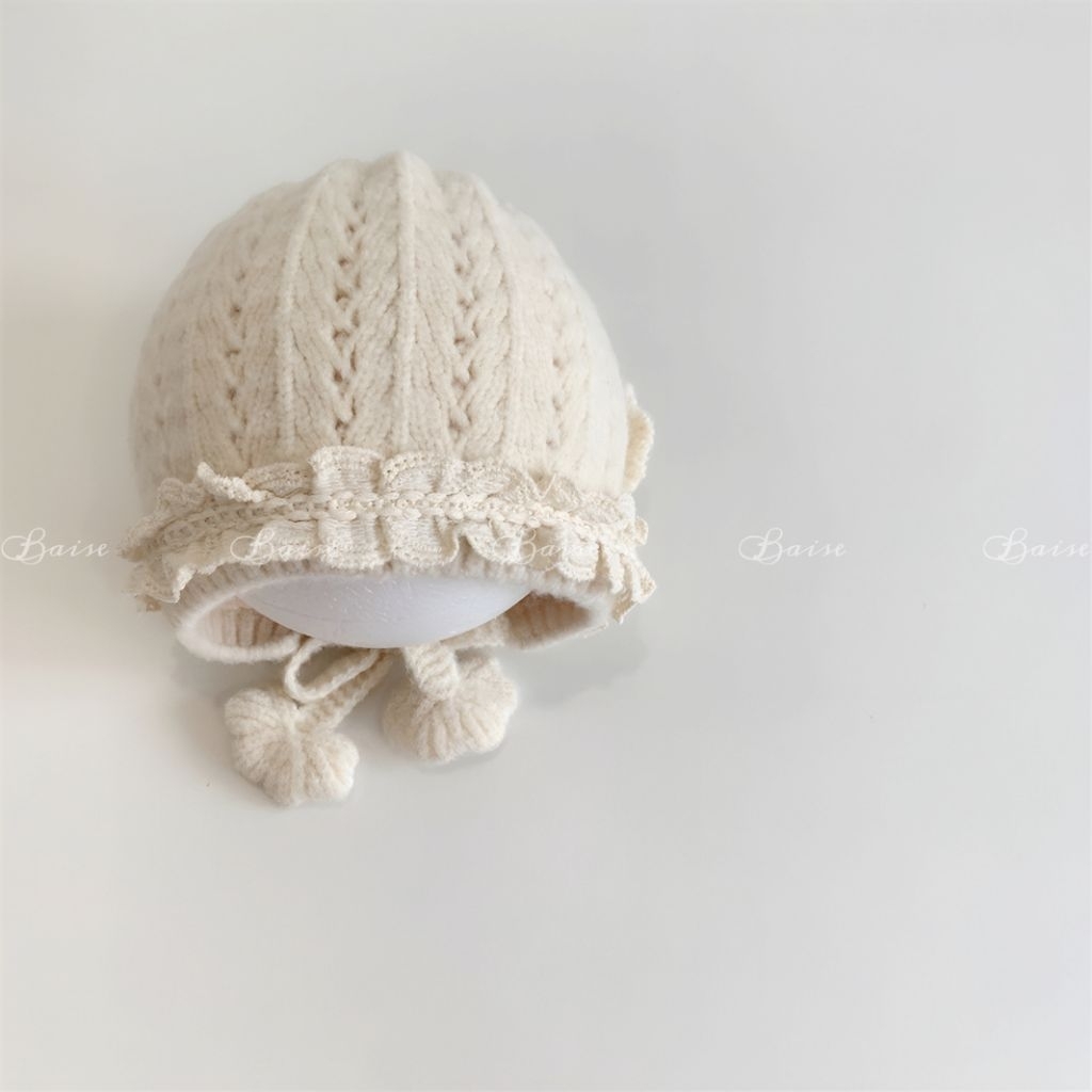 Mũ len bé gái cổ điển viền ren BAISE – Mũ len mùa đông dễ thương, giữ ấm có lót cotton mềm
