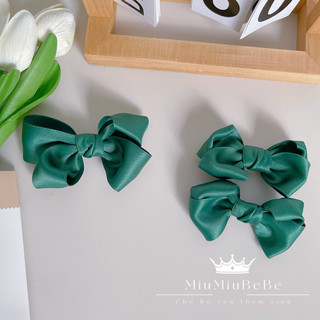Set kẹp nơ xoắn lụa hàn cho bé