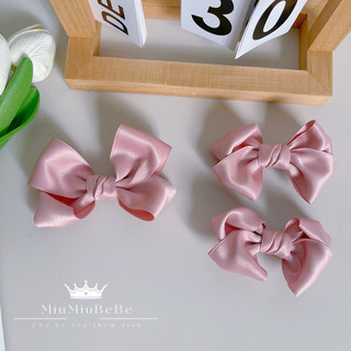 Set kẹp nơ xoắn lụa hàn cho bé