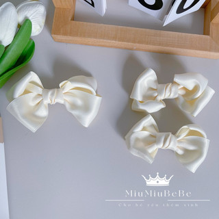 Set kẹp nơ xoắn lụa hàn cho bé