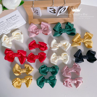 Set kẹp nơ xoắn lụa hàn cho bé