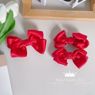 Set kẹp nơ xoắn lụa hàn cho bé