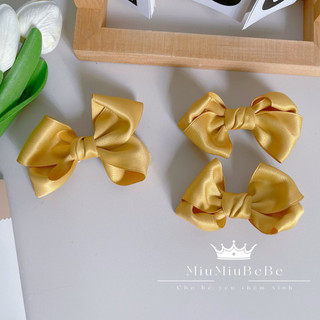 Set kẹp nơ xoắn lụa hàn cho bé