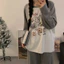 Bộ Đồ Ngủ Nữ Tay Raglan Xám Chất Nỉ Cotton Mềm Mại In Hình Thú Cưng Kute - Quần Dài Ống Suông Thu Đông