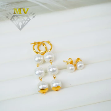 Bông tai Ngọc Trai Nhân Tạo - Khoen tòn ten & khoá đẩy | V610 • Minh Vàng