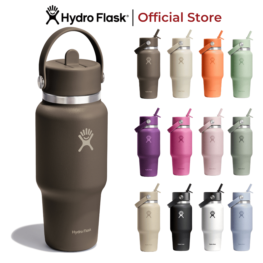 Bình giữ nhiệt Hydro Flask 710ml Travel Bottle Wide Flex Straw Cap 24 oz chính hãng, an toàn