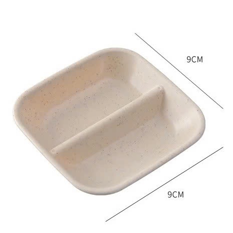 KHAY ĐỰNG NƯỚC CHẤM CHẤT LIỆU LÚA MẠCH AN TOÀN - Chén Đựng Nước Chấm Mini Sang Trọng,Dĩa Đựng Gia Vị 2 Ngăn Cao Cấp