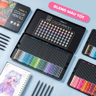 Bút Chì Màu GLOBAL ART Gốc Dầu 72 Màu Cao Cấp Hộp Thiếc Vẽ Thiết Kế Phác Họa Tô Màu Truyện Tranh