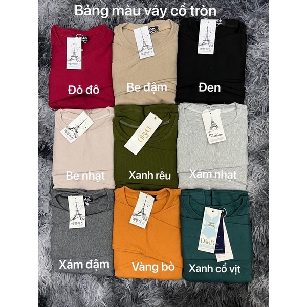 Váy ôm body dài tay cổ tròn dáng lỡ chất thun tăm đen xám basic Đầm len thu đông tôn dáng ulzzang đi chơi T599G