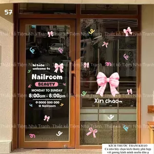 Bộ hình dán dễ thương trang trí gương, kính cửa hàng 57 Decor Decal Decor Phòng