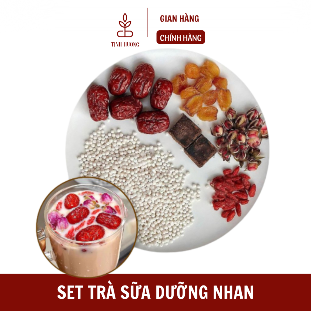 Trà sữa dưỡng nhan thảo mộc, set nguyên liệu đủ vị, mix sẵn, giúp dưỡng nhan, đẹp da