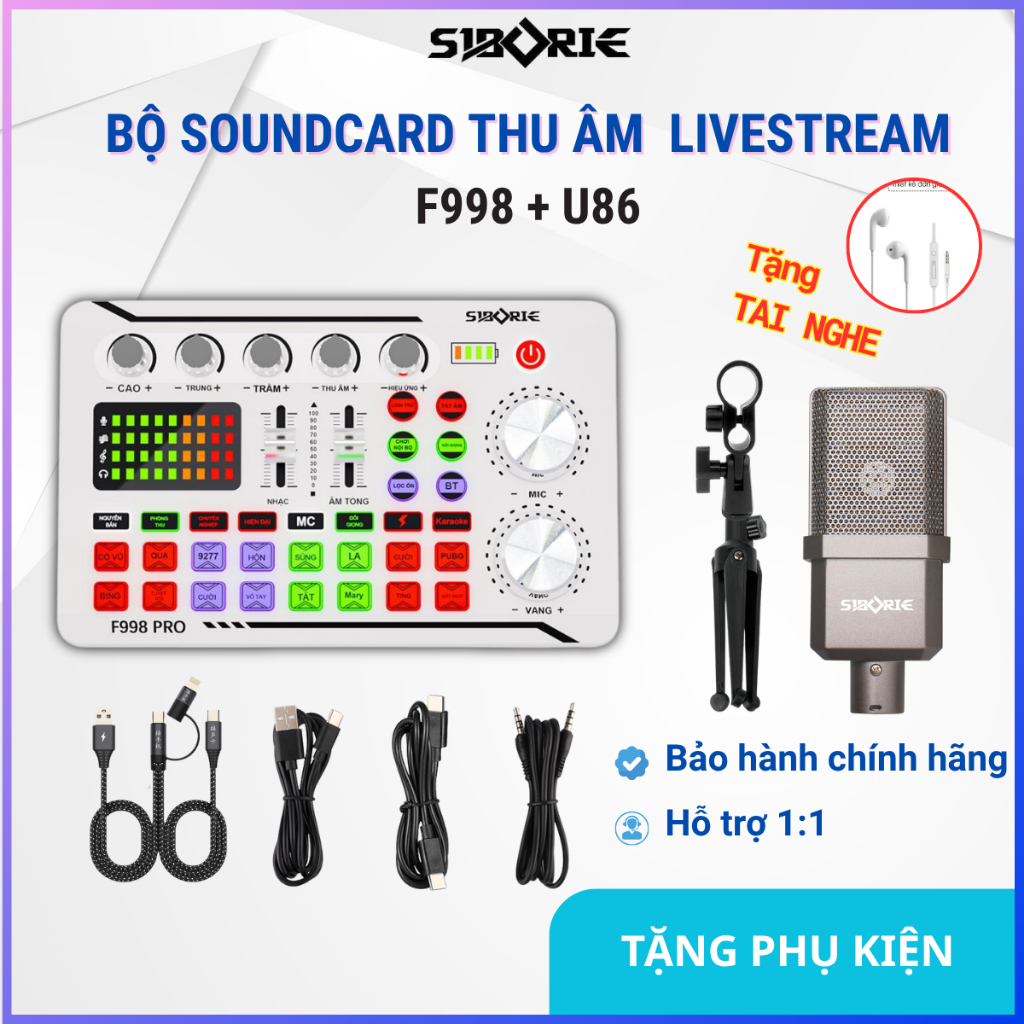 Thu âm Soundcard thu âm SIBORIE F998 + Mic U86 – Livestream hát karaoke ...