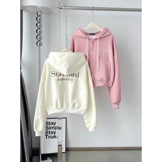 Áo Hoodie nỉ unisex stanford university form rộng, hoodie zip khoá kéo dáng oversize nam nữ