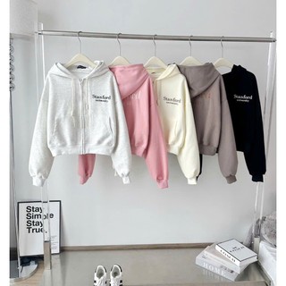 Áo Hoodie nỉ unisex stanford university form rộng, hoodie zip khoá kéo dáng oversize nam nữ
