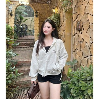 Áo Hoodie nỉ unisex stanford university form rộng, hoodie zip khoá kéo dáng oversize nam nữ