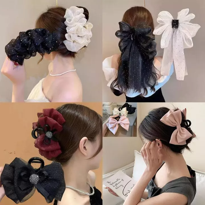 Kẹp Tóc Nơ, Thời Trang Mới, Có Móc Cài Kiểu Cá Mập, Kẹp Nơ Hai Mặt, Có Lưới, Phụ Kiện Tóc Hình Đám Mây Đám Cưới