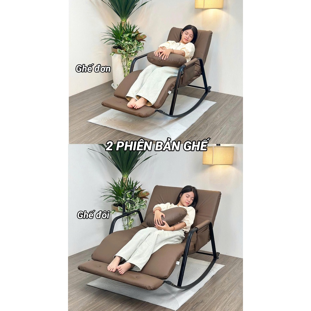 [MINH PHÁT] Ghế bập bênh thư giãn Đơn 5 nấc điều chỉnh khung thép mạ kẽm sơn tĩnh điện, ghế lười, ghế thư giãn