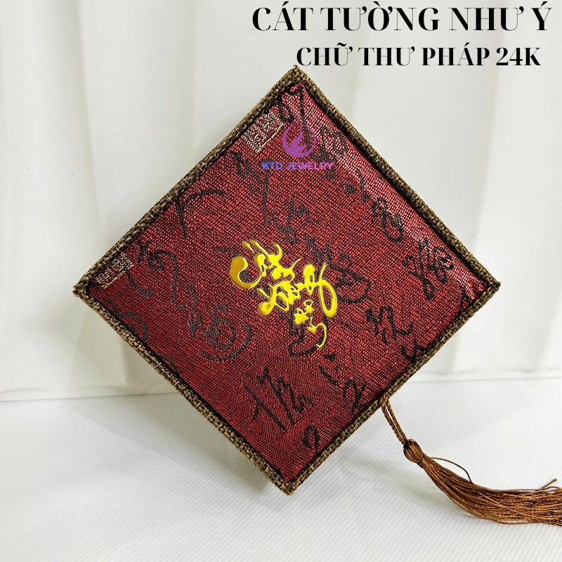 Hộp gấm KATEDA đựng vòng tay trang sức chữ thư pháp 24k