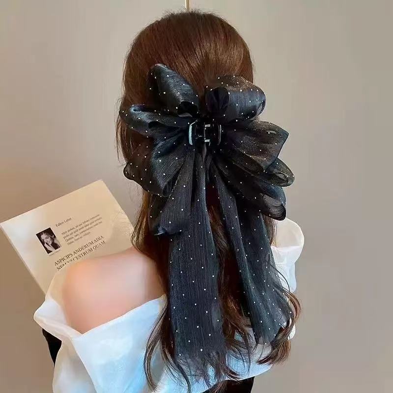 Kẹp Tóc Nơ, Thời Trang Mới, Có Móc Cài Kiểu Cá Mập, Kẹp Nơ Hai Mặt, Có Lưới, Phụ Kiện Tóc Hình Đám Mây Đám Cưới
