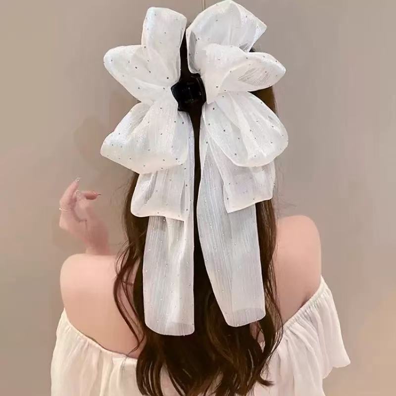 Kẹp Tóc Nơ, Thời Trang Mới, Có Móc Cài Kiểu Cá Mập, Kẹp Nơ Hai Mặt, Có Lưới, Phụ Kiện Tóc Hình Đám Mây Đám Cưới