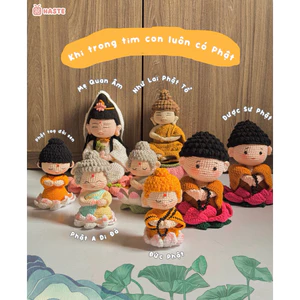Tượng Len Buddha Phật Thích Ca Quan Âm Bồ Tát Hoà Thượng Ngồi Trên Đài Sen Handmade Quà Tặng Lễ Phật Đản Cúng Dường
