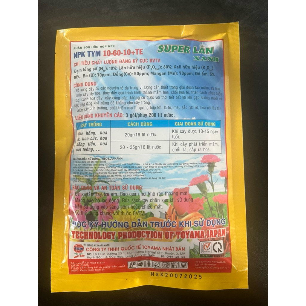 Siêu Lân Xanh 10-60-10 Tạo mầm hoa, Ra hoa đồng loạt, kích rễ phát triển mạnh