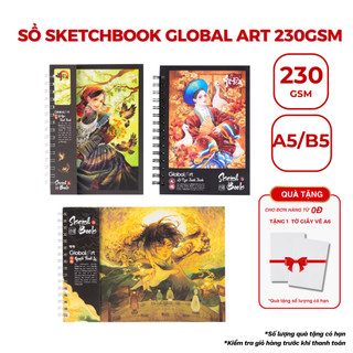Sổ Vẽ Đa Chất Liệu GLOBAL ART 230gsm Sketchbook A4 A5 30 Tờ Phác Thảo Giấy Không Kỵ Tẩy Dùng Màu Nước, Acrylic, Gouache