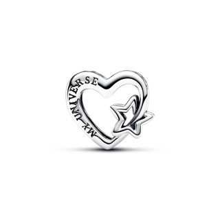 Charm Pandora Moments Bạc Hình Trái Tim Họa Tiết Ngôi Sao - Openwork Family Heart & Star Charm