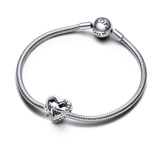 Charm Pandora Moments Bạc Hình Trái Tim Họa Tiết Ngôi Sao - Openwork Family Heart & Star Charm