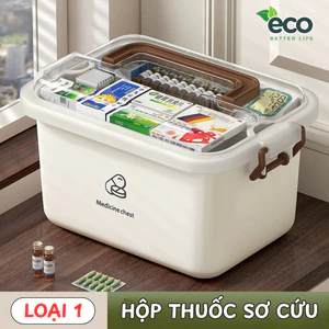 Hộp đựng thuốc sơ cứu hai lớp cỡ lớn ECO có nắp bảo quản tay cầm tiện lợi, Hộp nhựa đựng đồ đa năng