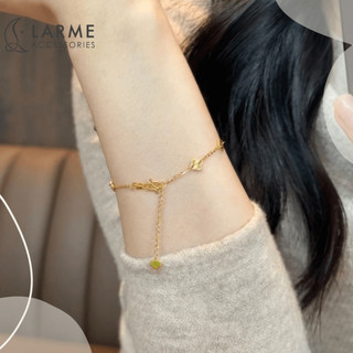 Vòng tay nữ lắc tay cỏ 4 lá vàng hoạ tiết mini nhỏ nhắn phong cách tiểu thư Larme accessories -VT0186